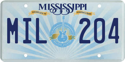 MS license plate MIL204