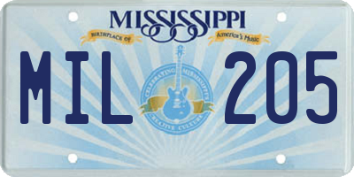 MS license plate MIL205