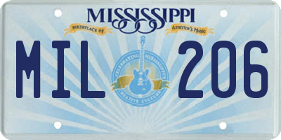 MS license plate MIL206
