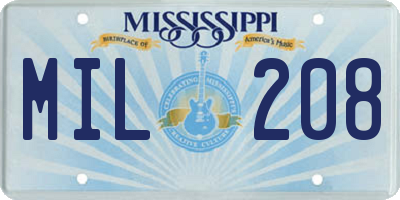 MS license plate MIL208
