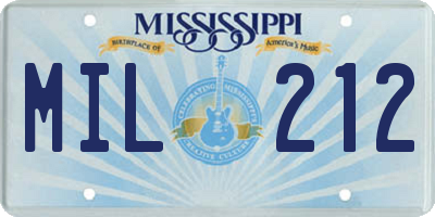 MS license plate MIL212