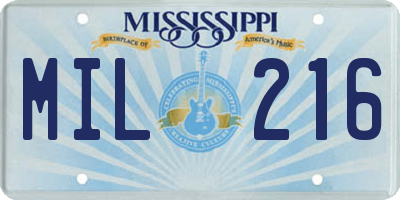 MS license plate MIL216