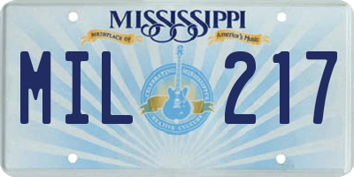 MS license plate MIL217