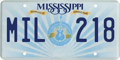MS license plate MIL218