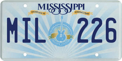 MS license plate MIL226