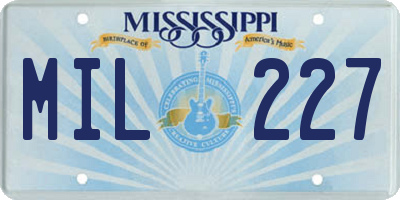 MS license plate MIL227