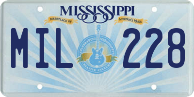 MS license plate MIL228