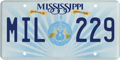 MS license plate MIL229