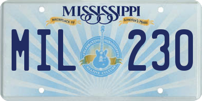 MS license plate MIL230