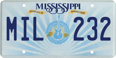 MS license plate MIL232
