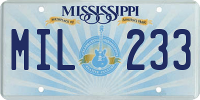 MS license plate MIL233