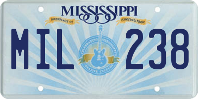 MS license plate MIL238