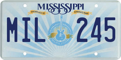 MS license plate MIL245