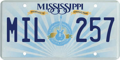 MS license plate MIL257