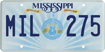 MS license plate MIL275