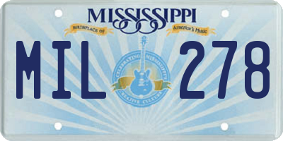 MS license plate MIL278