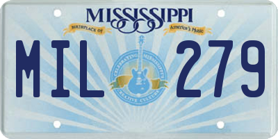 MS license plate MIL279