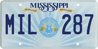 MS license plate MIL287