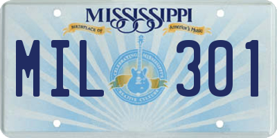 MS license plate MIL301