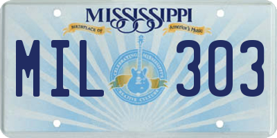 MS license plate MIL303