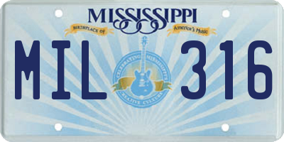 MS license plate MIL316