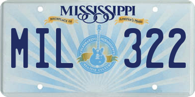MS license plate MIL322