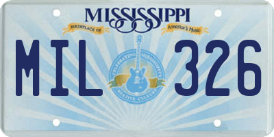 MS license plate MIL326