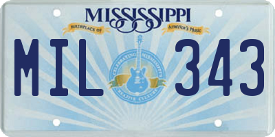 MS license plate MIL343