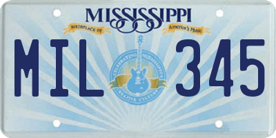 MS license plate MIL345