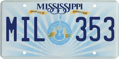 MS license plate MIL353