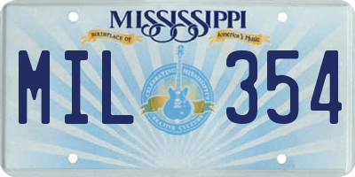 MS license plate MIL354