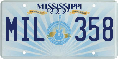 MS license plate MIL358