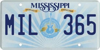 MS license plate MIL365