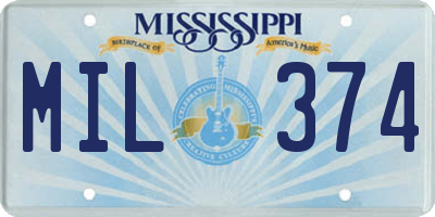 MS license plate MIL374