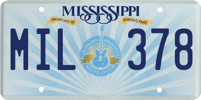 MS license plate MIL378