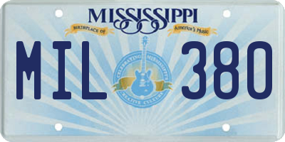 MS license plate MIL380
