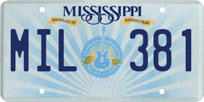 MS license plate MIL381