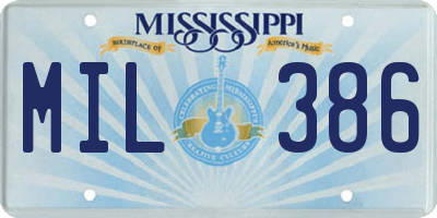 MS license plate MIL386