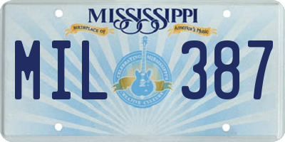 MS license plate MIL387