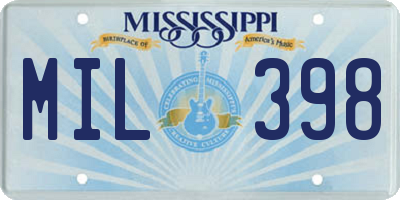 MS license plate MIL398