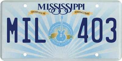 MS license plate MIL403