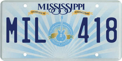 MS license plate MIL418
