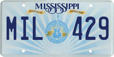 MS license plate MIL429