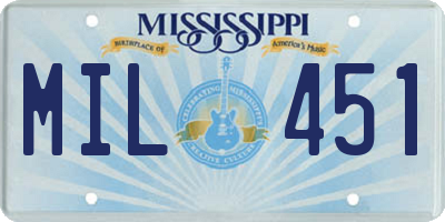 MS license plate MIL451
