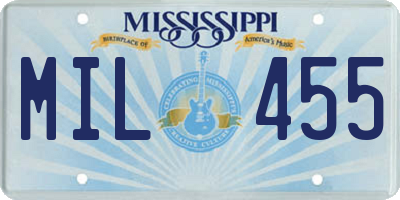 MS license plate MIL455