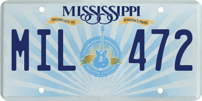 MS license plate MIL472