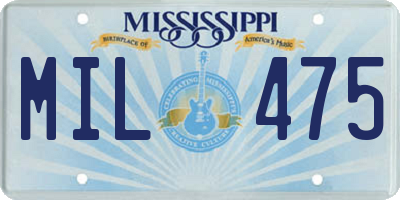 MS license plate MIL475