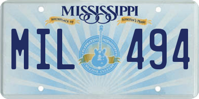 MS license plate MIL494