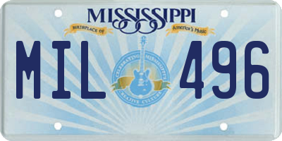 MS license plate MIL496