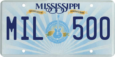 MS license plate MIL500